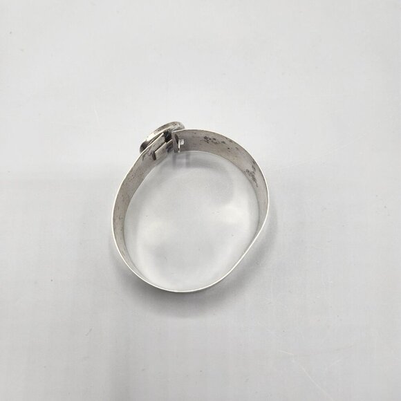 Sterling Silver Hinged Cuff Bracelet Oval White Stone 925 JPA 20 Grams Vtg - Picture 11 of 11